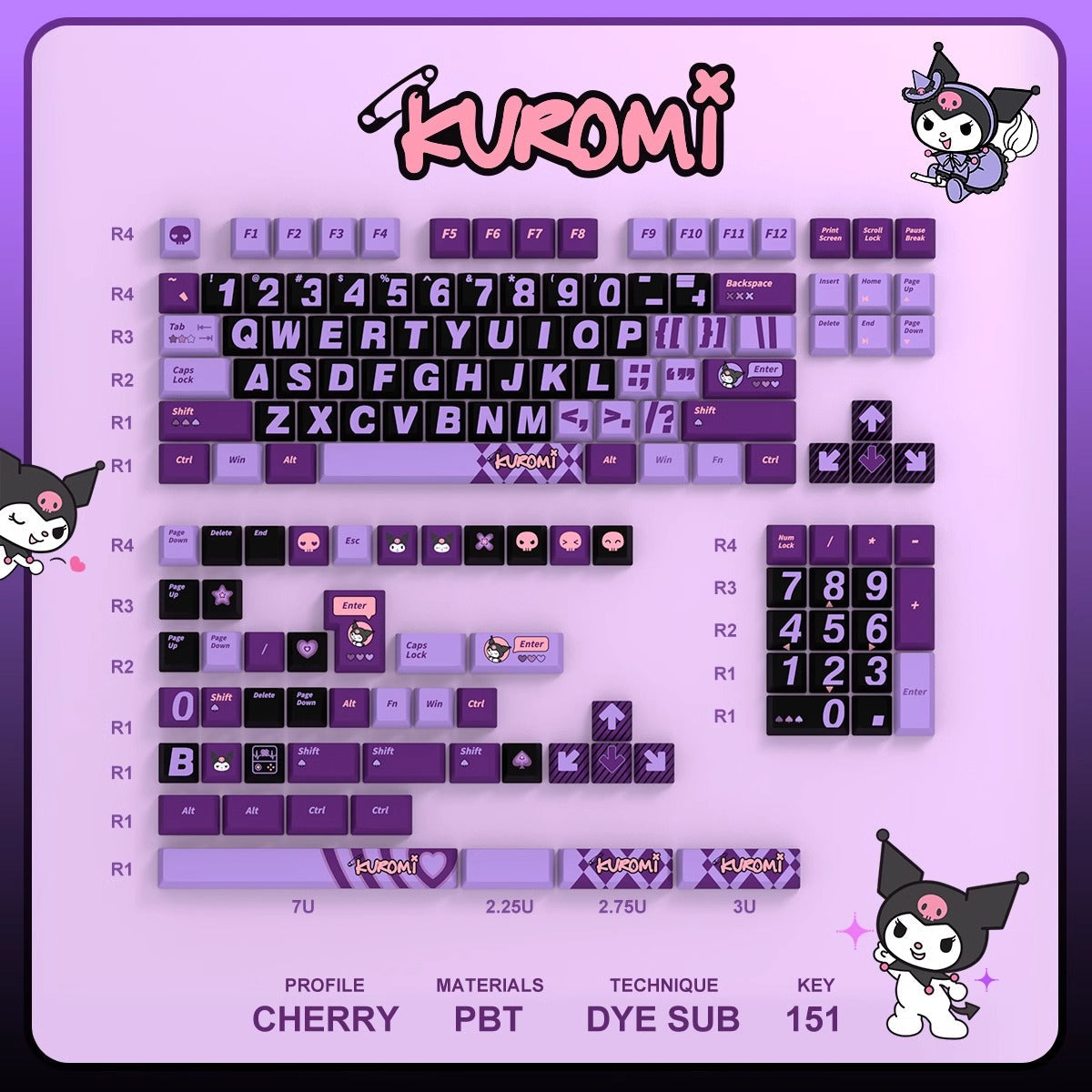 Kuromi Keycap Set