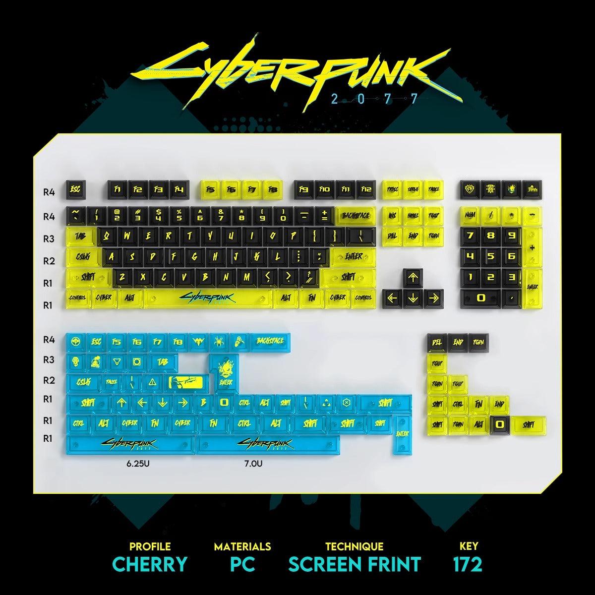 Custom Cyberpunk Keycaps Set