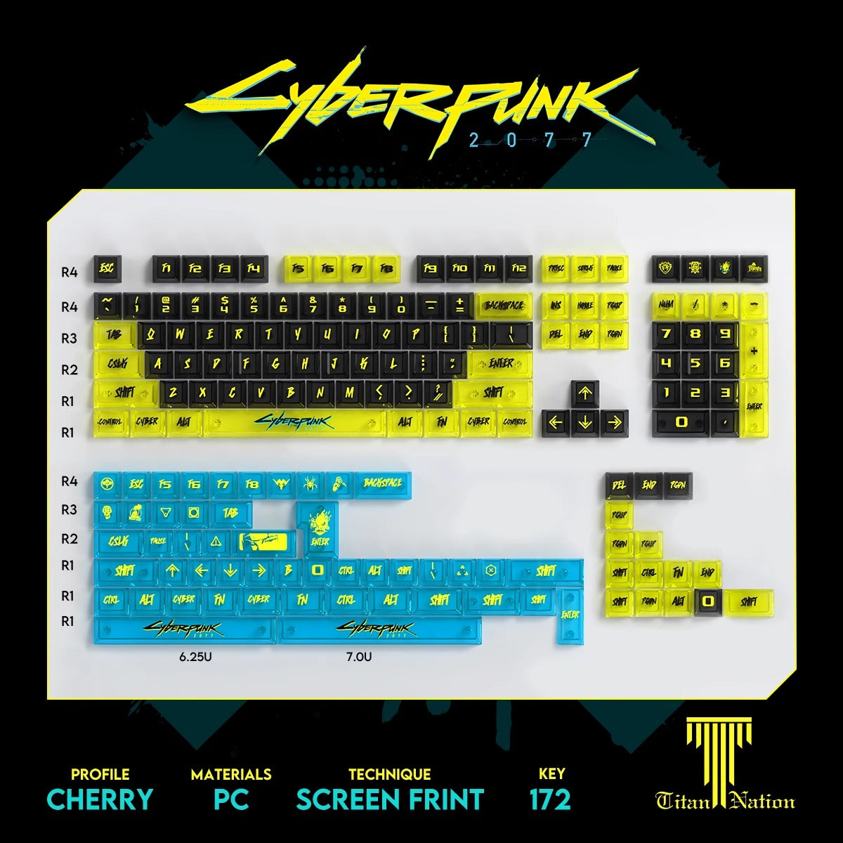 Custom Cyberpunk Keycaps Set