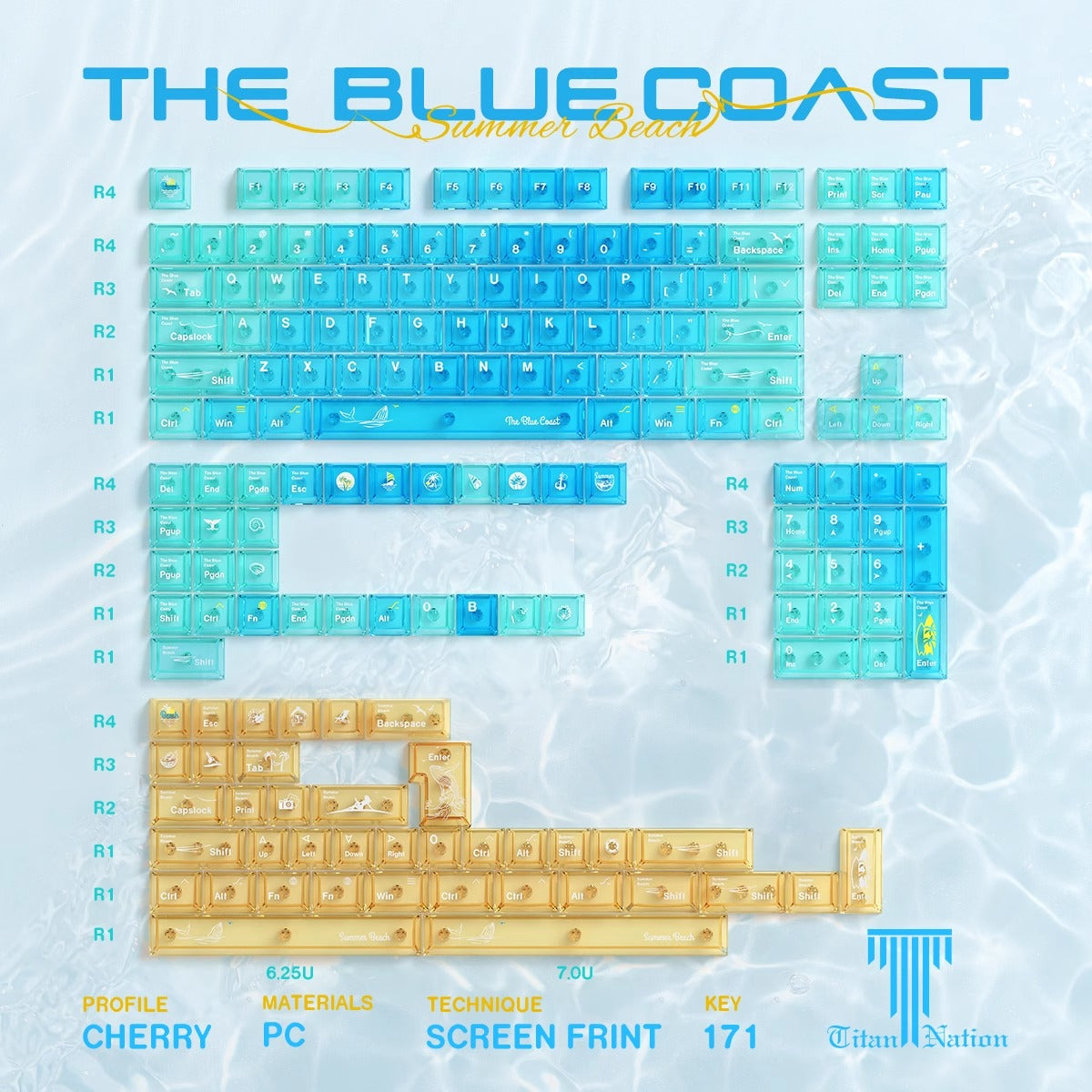 Ocean Transparent Keycaps