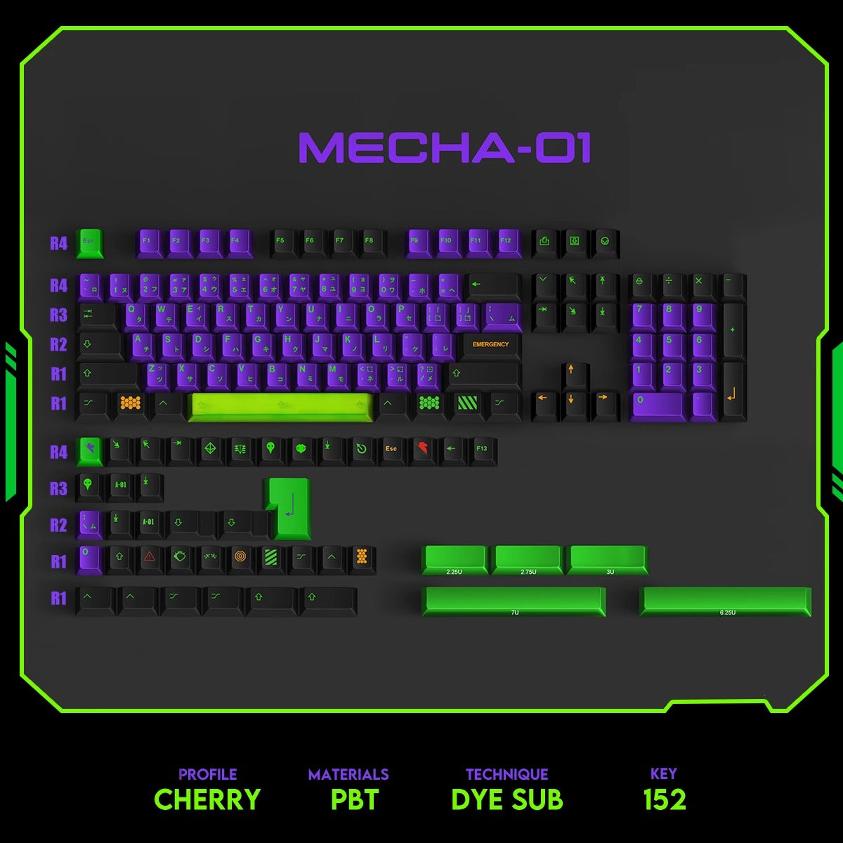 EVA-01 Transparent Keycaps